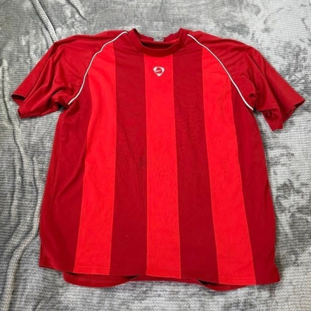 Nike Total 90 Soccer Jersey Mens XXL Red Striped Short Sleeve T-Shirt T90